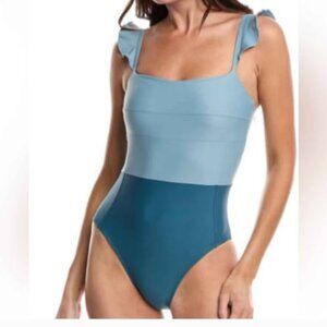Summersalt ruffle Oasis swimsuit blue/ green size 12